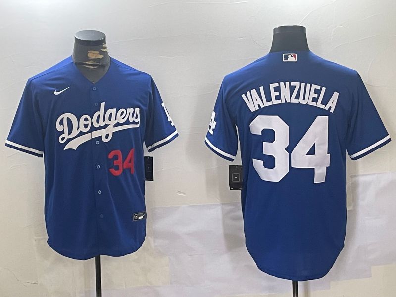 Men Los Angeles Dodgers #34 Valenzuela Blue Game 2024 Nike MLB Jersey style 11206